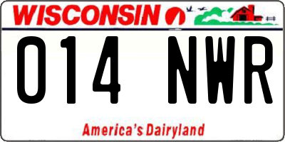 WI license plate 014NWR