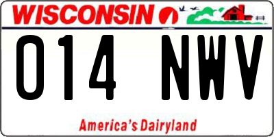 WI license plate 014NWV