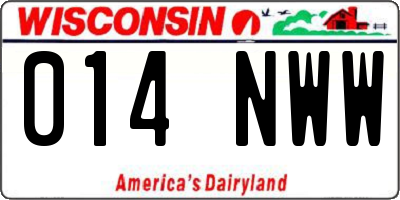 WI license plate 014NWW