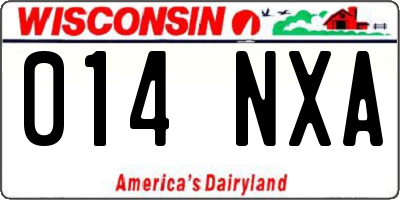 WI license plate 014NXA