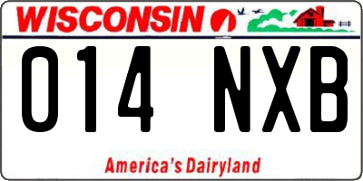 WI license plate 014NXB