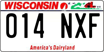 WI license plate 014NXF