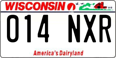 WI license plate 014NXR