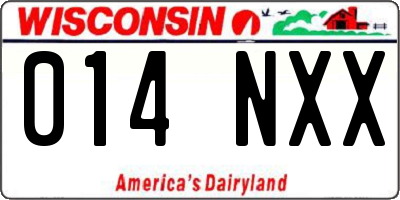 WI license plate 014NXX