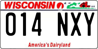 WI license plate 014NXY