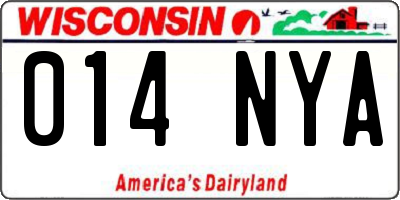 WI license plate 014NYA