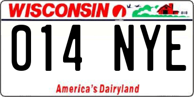 WI license plate 014NYE