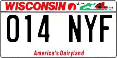 WI license plate 014NYF