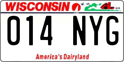WI license plate 014NYG