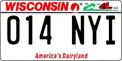 WI license plate 014NYI