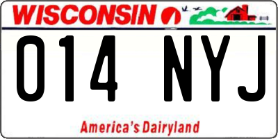 WI license plate 014NYJ