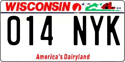WI license plate 014NYK
