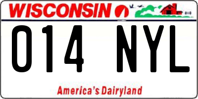 WI license plate 014NYL