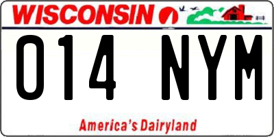 WI license plate 014NYM