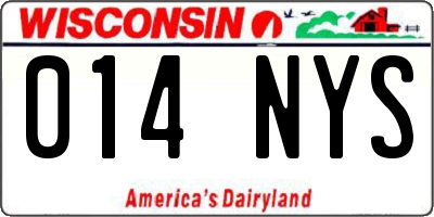 WI license plate 014NYS