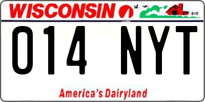 WI license plate 014NYT