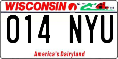 WI license plate 014NYU