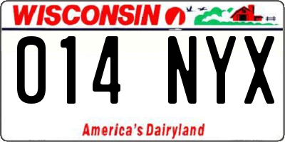 WI license plate 014NYX