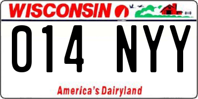 WI license plate 014NYY