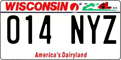 WI license plate 014NYZ