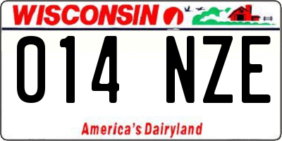 WI license plate 014NZE