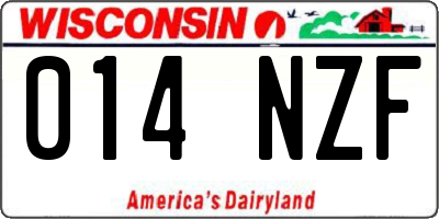 WI license plate 014NZF