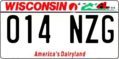 WI license plate 014NZG