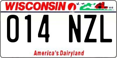 WI license plate 014NZL