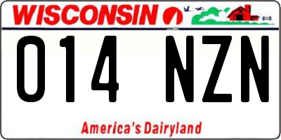 WI license plate 014NZN