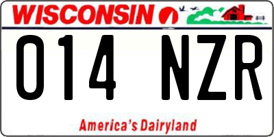 WI license plate 014NZR
