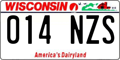 WI license plate 014NZS