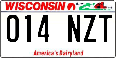 WI license plate 014NZT