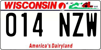 WI license plate 014NZW