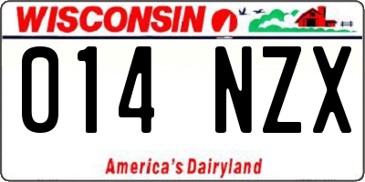 WI license plate 014NZX