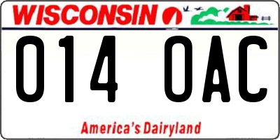 WI license plate 014OAC