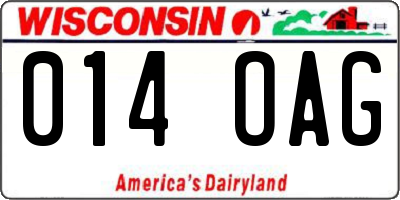 WI license plate 014OAG