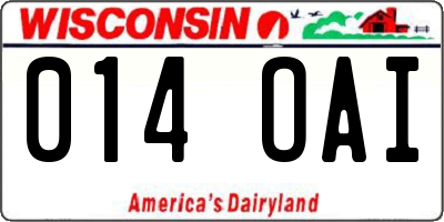 WI license plate 014OAI