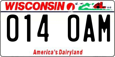 WI license plate 014OAM
