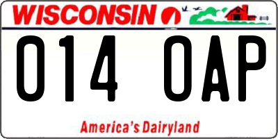 WI license plate 014OAP