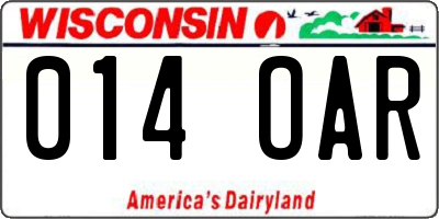 WI license plate 014OAR