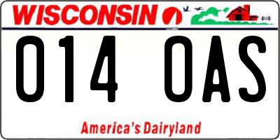 WI license plate 014OAS