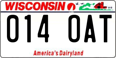 WI license plate 014OAT