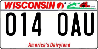 WI license plate 014OAU