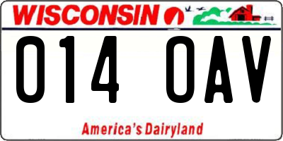 WI license plate 014OAV