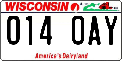 WI license plate 014OAY