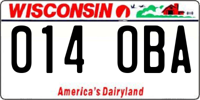 WI license plate 014OBA
