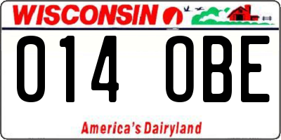 WI license plate 014OBE