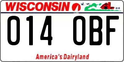 WI license plate 014OBF
