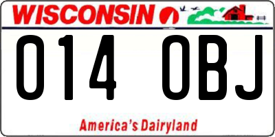 WI license plate 014OBJ