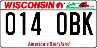 WI license plate 014OBK